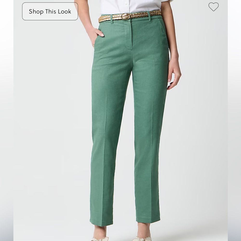 NWT J. Crew factory Kallie linen-blend straight-leg pant petite 8 lamppost green